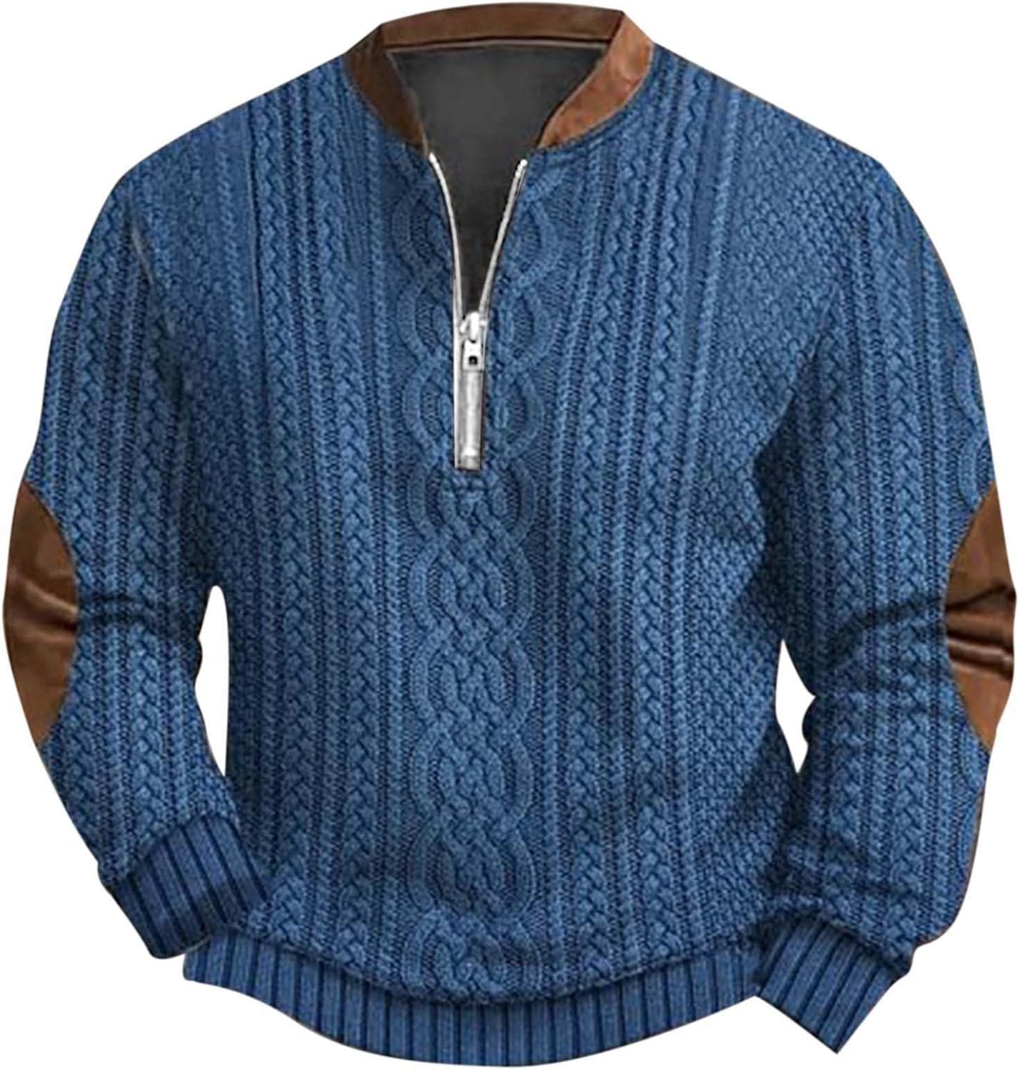 2024 Autumn/Winter Men’s 3D Digital Printed Knitted Sweater Fabric Half Zip Crewneck Hoodie Snap on Hoodies for