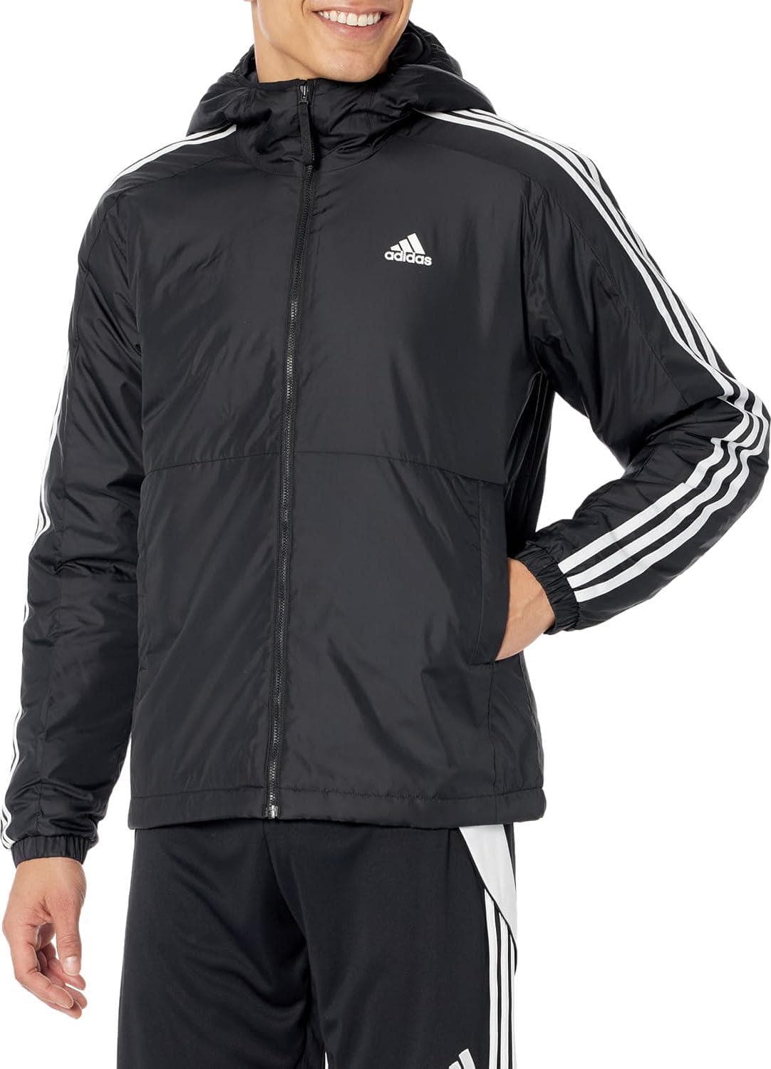 adidas Men’s Essentials 3-Stripes Insulated Hooded Jacket