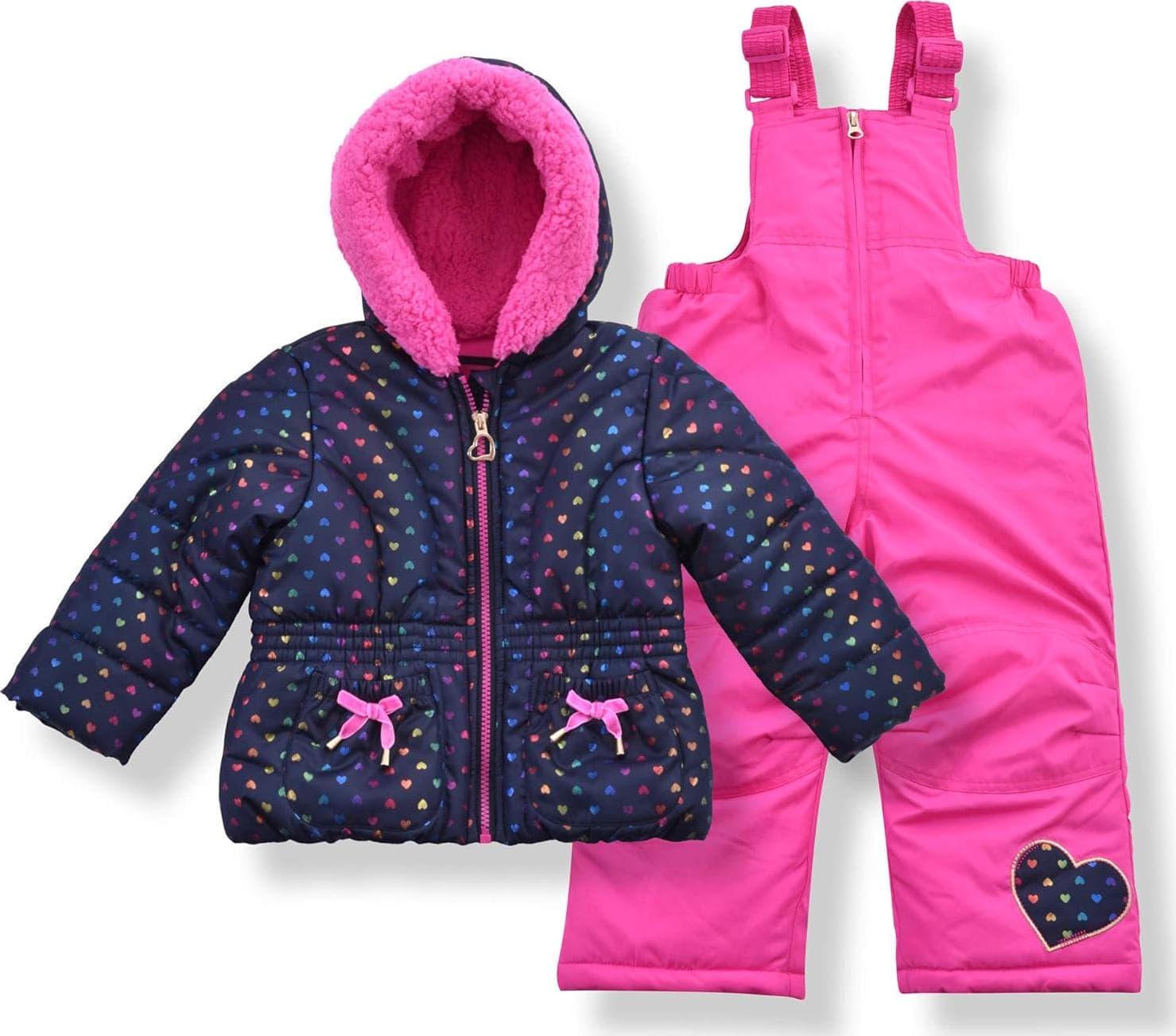 Arctic Quest Little Girls Bib Snow Pants and Ski Jacket Water-Resistant Snowsuit For Kids Winter Jacket For Girls