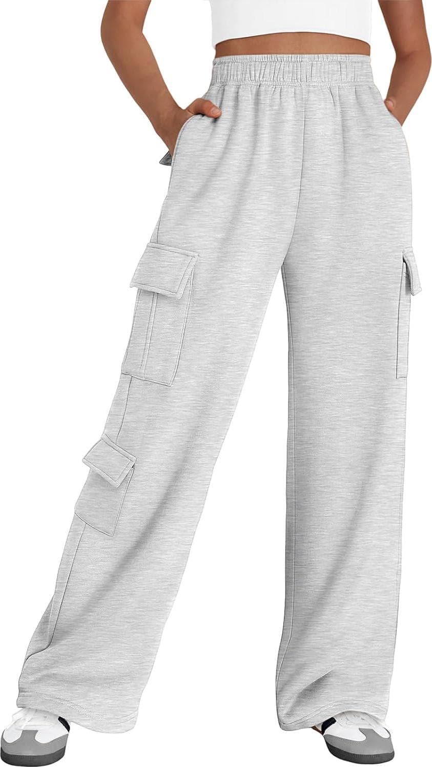 AUTOMET Womens Cargo Sweatpants Wide Leg Fleece Lined Y2k Pants Fall Winter Baggy Joggers with Pockets