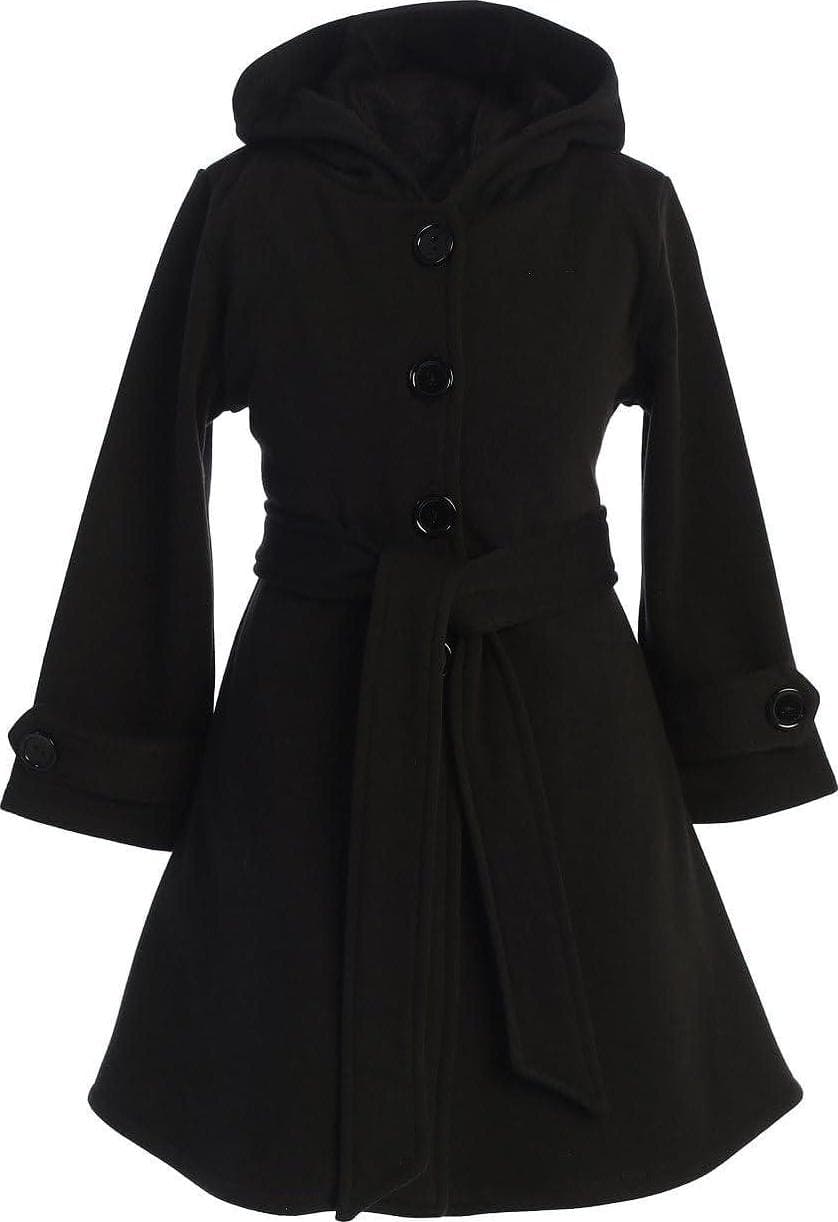 BluNight Collection Girls Dress Coat Long Sleeve Button Pocket Long Winter Coat Outerwear 2-14