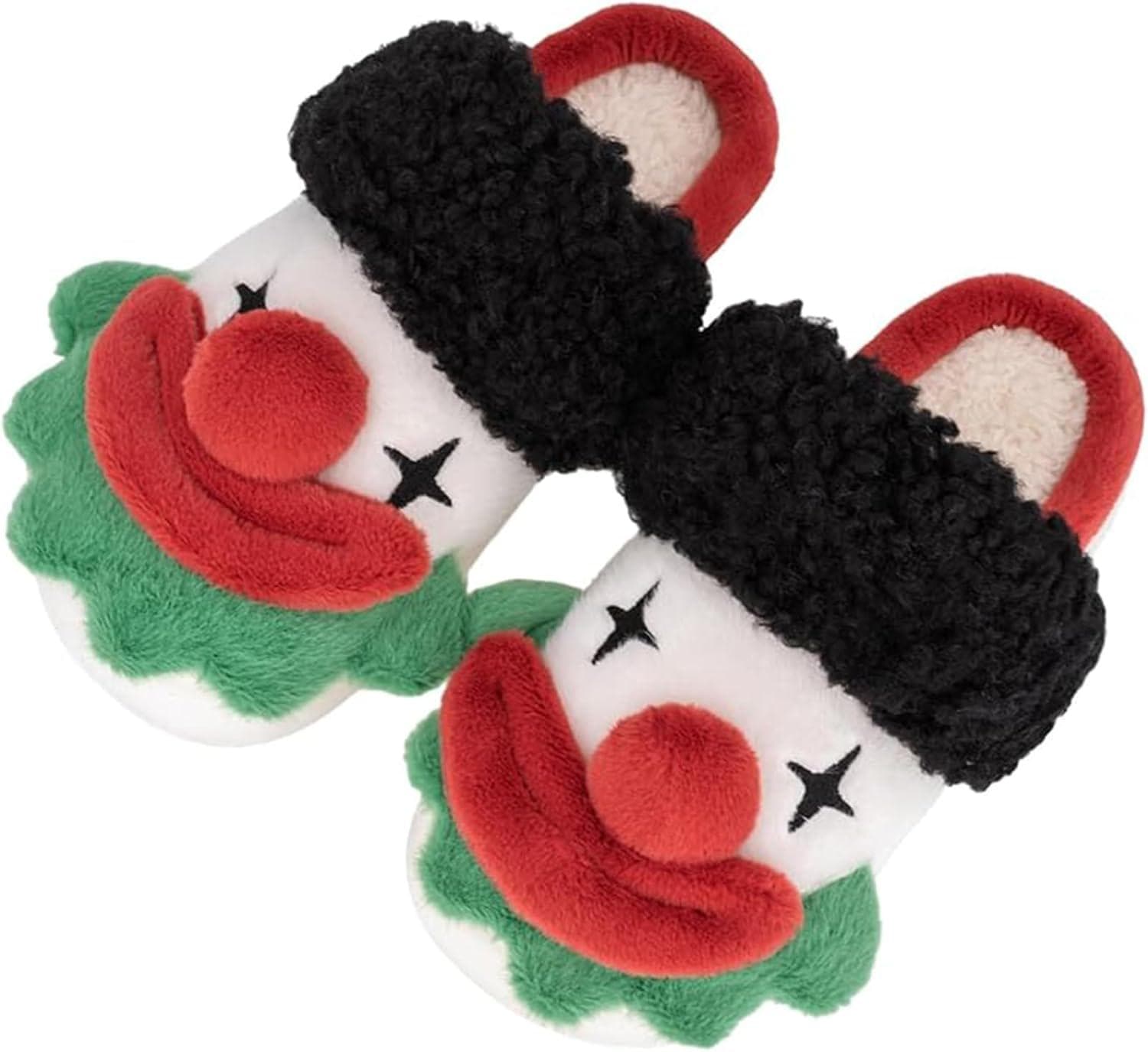 Clown slippers for Women Men Fuzzy Plush House Slippers Cloud Bedroom Winter House Shoes for Indoor