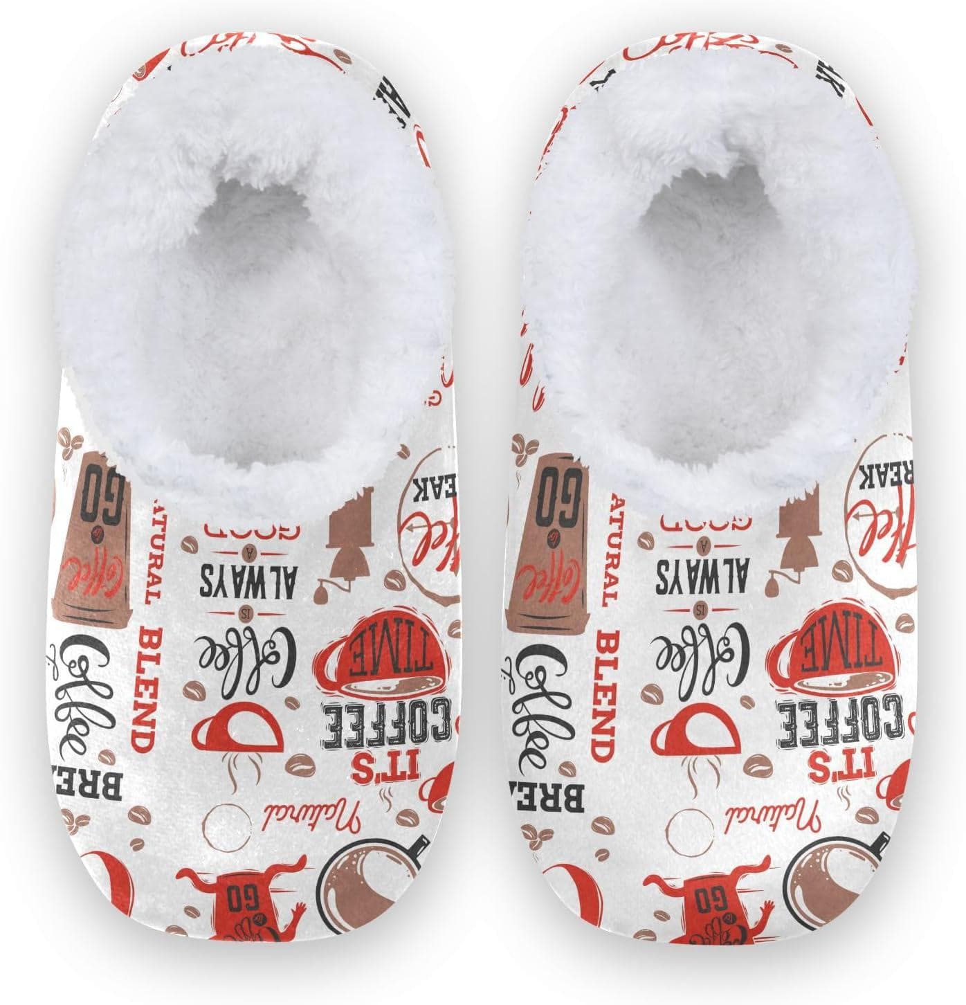 Coffee Cup Collection House Slippers for Women Men House Shoes Fuzzy Slipper Socks for Bedroom Home