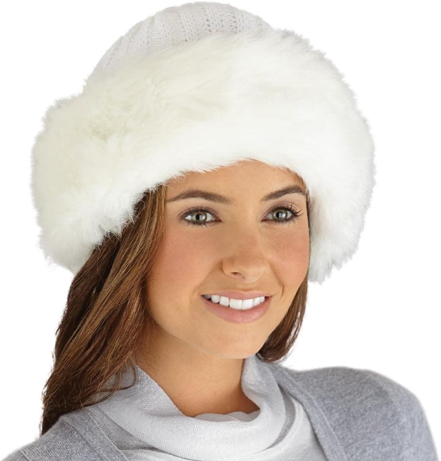 Collections Etc Faux Fur Trimmed Winter Fashion Hat
