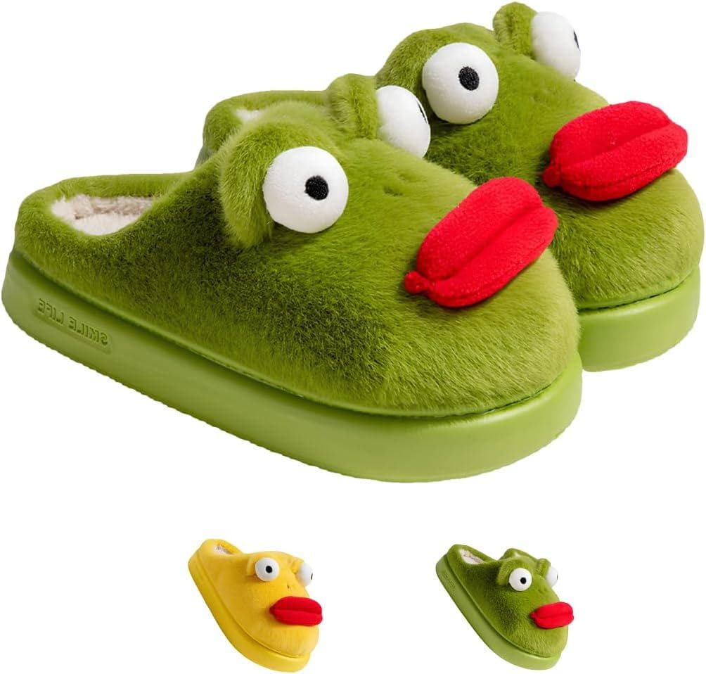 Cute Cartoon Slippers for Women Men Winter Warm Memory Foam Cotton Indoor Outdoor Shoes