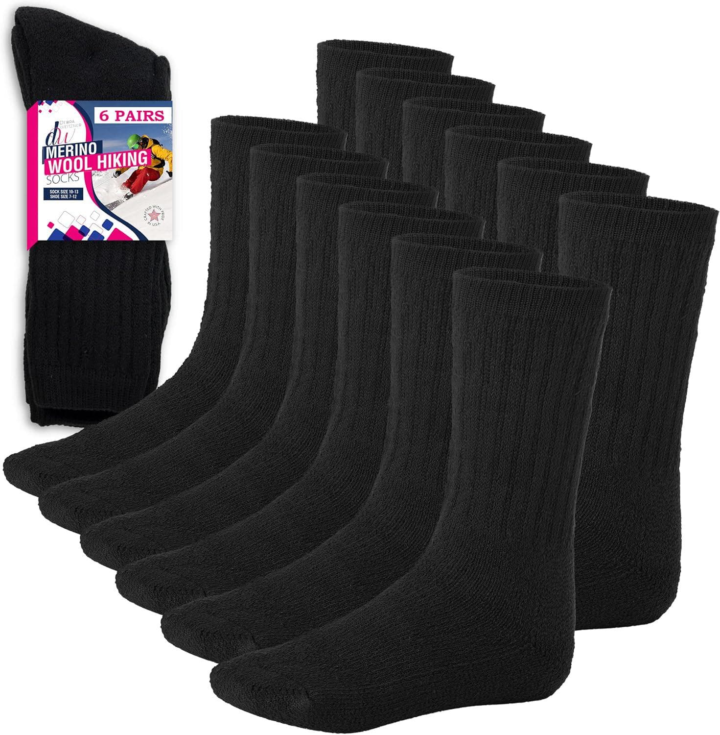 Debra Weitzner Merino Wool Thermal Crew Socks Men and Women – Warm Hiking Socks Hunting Skiing Outdoor 6 Pairs