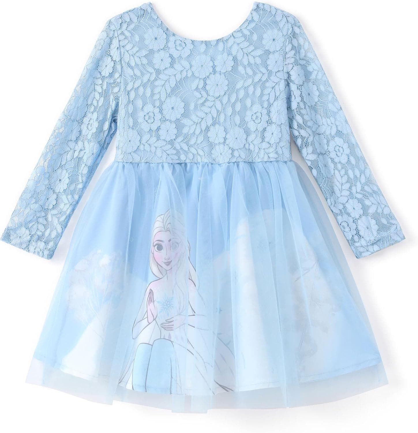 Disney Frozen Elsa Anna Toddler Girl Dress Bowknot Tulle Lace Long-Sleeve Girls Clothes A Line Fall Dresses 2-6 Years