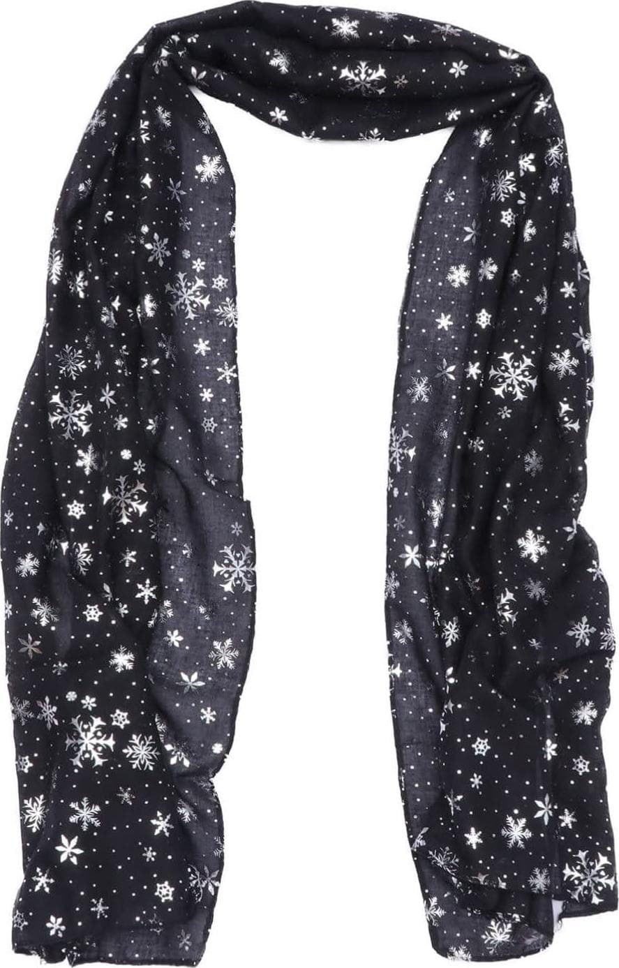 GALPADA Snowflake Sheer Scarves Lightweight Winter Xmas Collection Scarf Holiday Decorative Scarves for Women Ladies Black