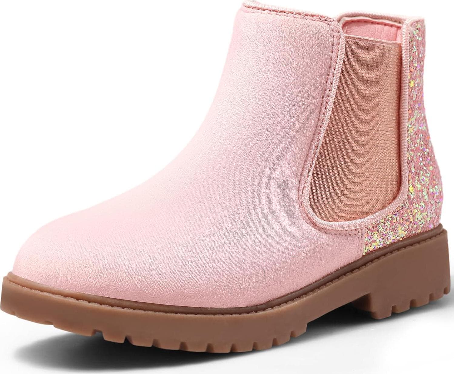Girls Boots Kids Platform Ankle Boots Glitter Winter Boots For Teen Girls Toddler Boots Elastic Low Heel Girls Booties For Little Kids/Big Kids