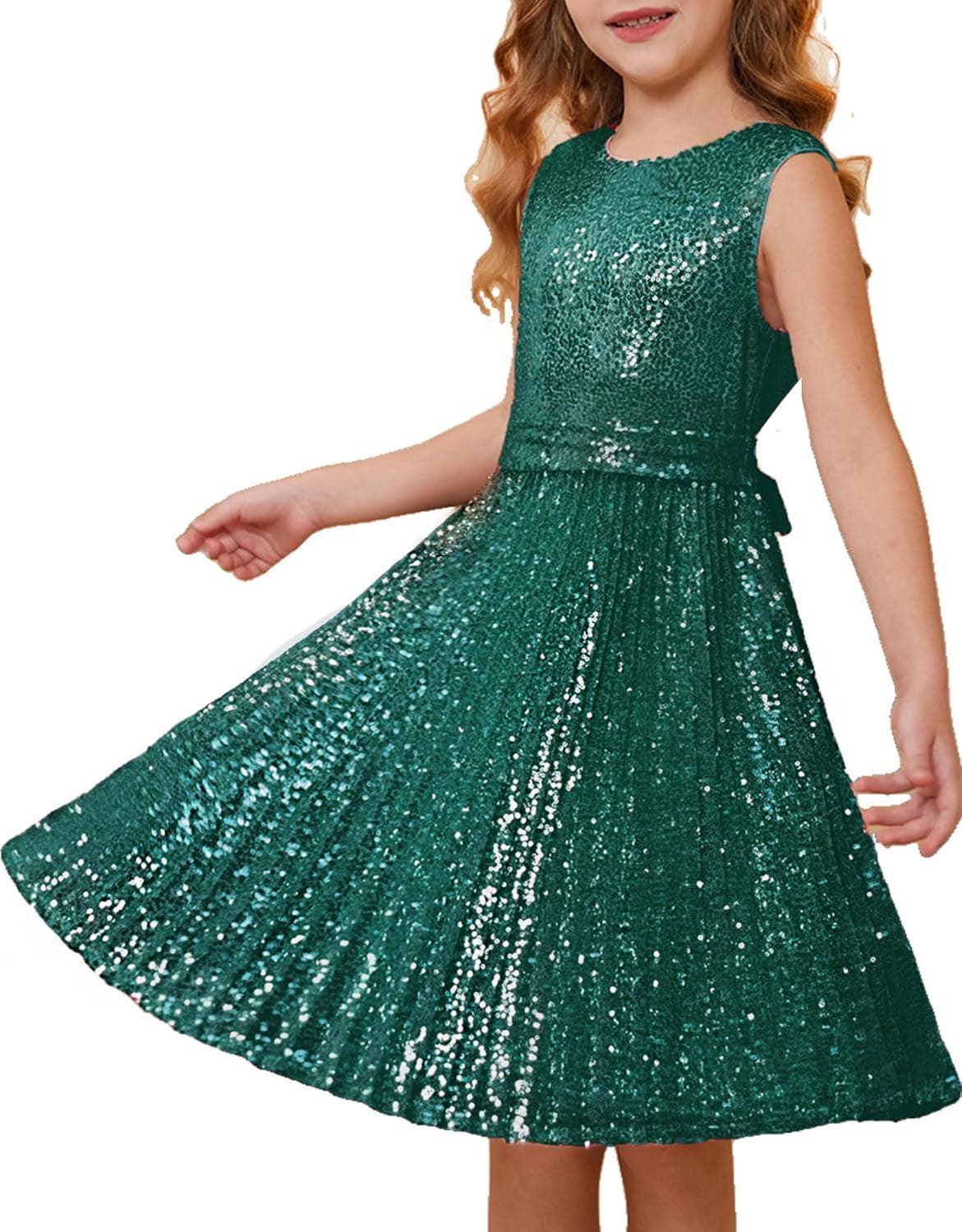 GRACE KARIN Girls Sequin Dress Sleeveless Prom Party Formal Graduations Fancy Tween Girls Dresses Size 5-12