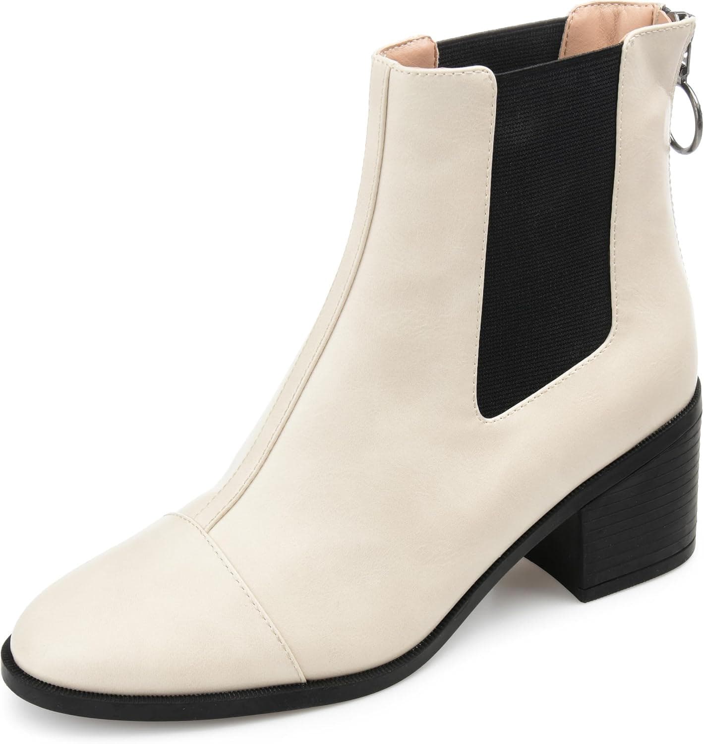 Journee Womens Nigella Tru Comfort Foam Back Heel Zip Stacked Heel Booties
