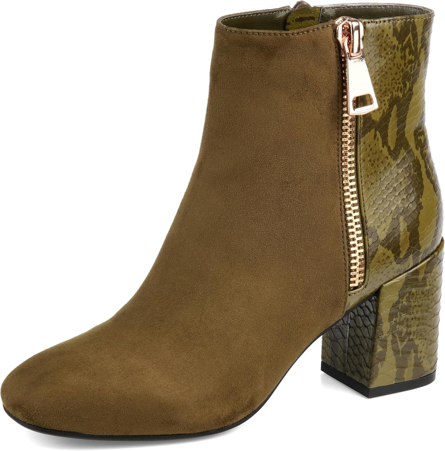 Journee Womens Sarah Inside Zip Block Heel Booties