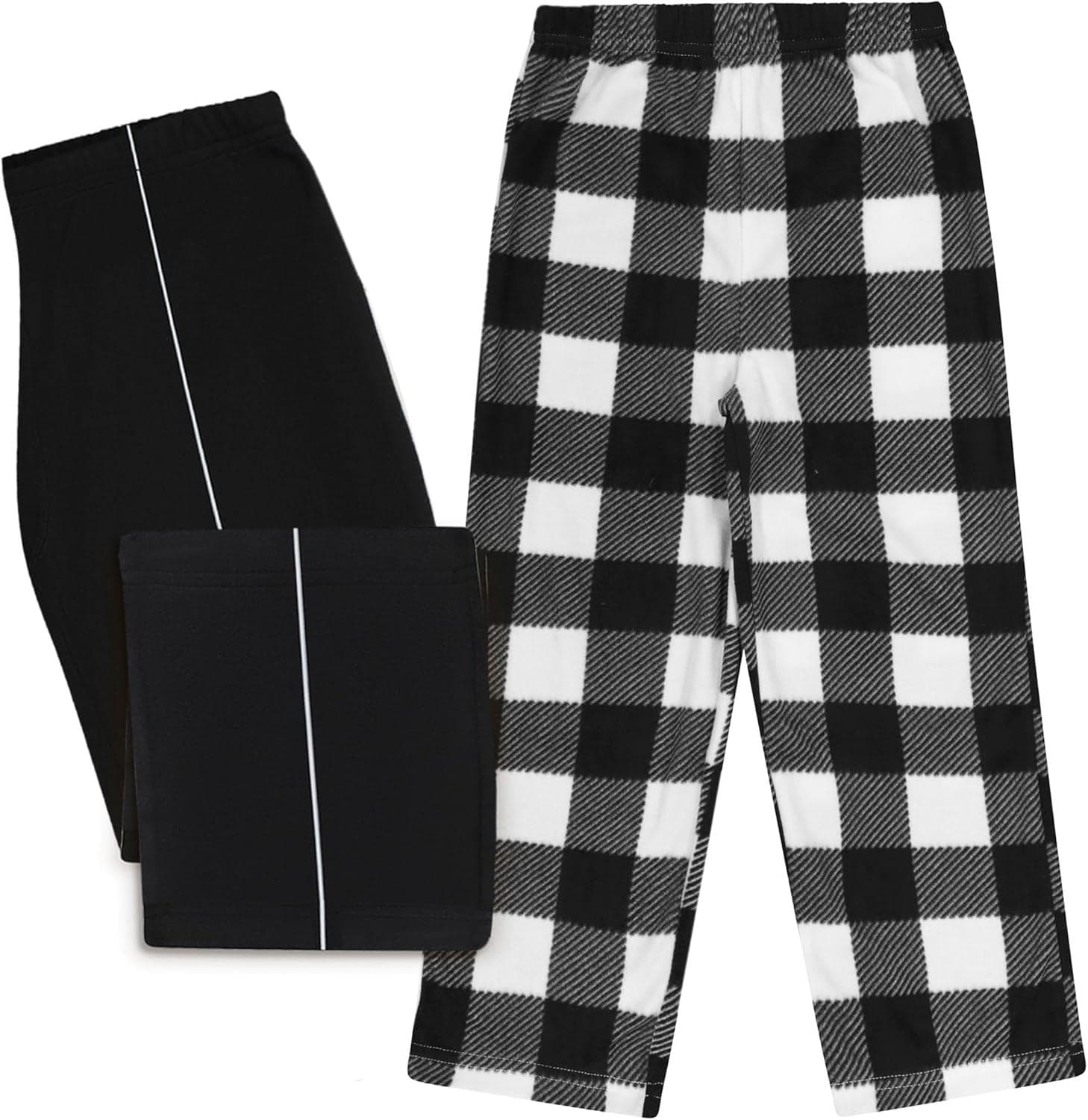 Mad Dog 2 Pack Boys Pajama Pants – Soft Fleece PJ Bottoms for Kids – Buffalo Plaid Lounge Pants, Warm and Comfy Microfleece Set