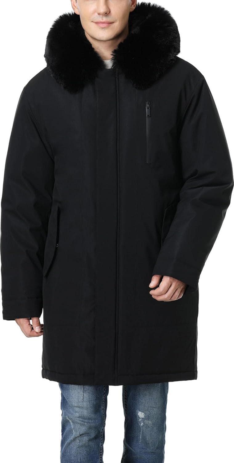 Men’s Waterproof Winter Coat Warm Long Down Parka Coat Wind and Water Resistant Puffer Jacket with Hooded