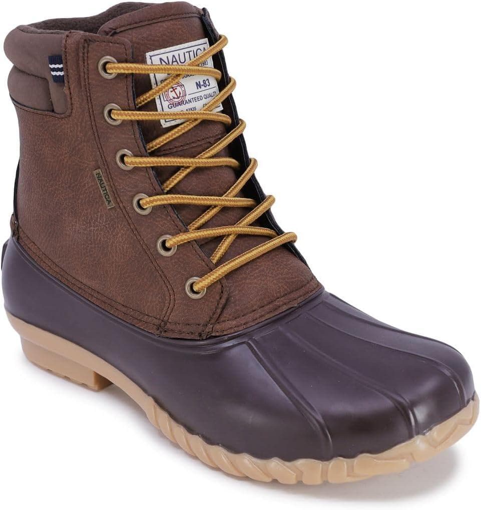 Nautica Mens Duck Boots Waterproof Shell Insulated Snow and Rain Boot -Lace-Up Winter Shoe- Channing (Wide/Medium Width)