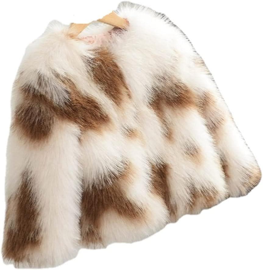 N&B collection Girls Faux Fur Coat Kids Winter Warm Long Sleeve Jacket Snowsuit