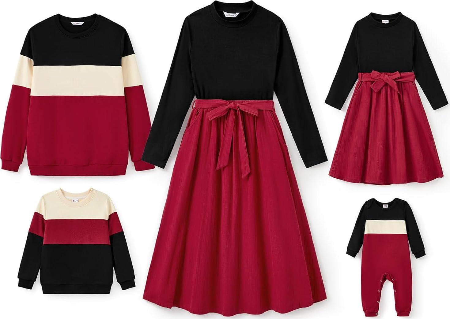 PATPAT Family Matching Outfits Long Sleeves for Fall Winter Vacation Family Reunion Home Weddings Party School Photos