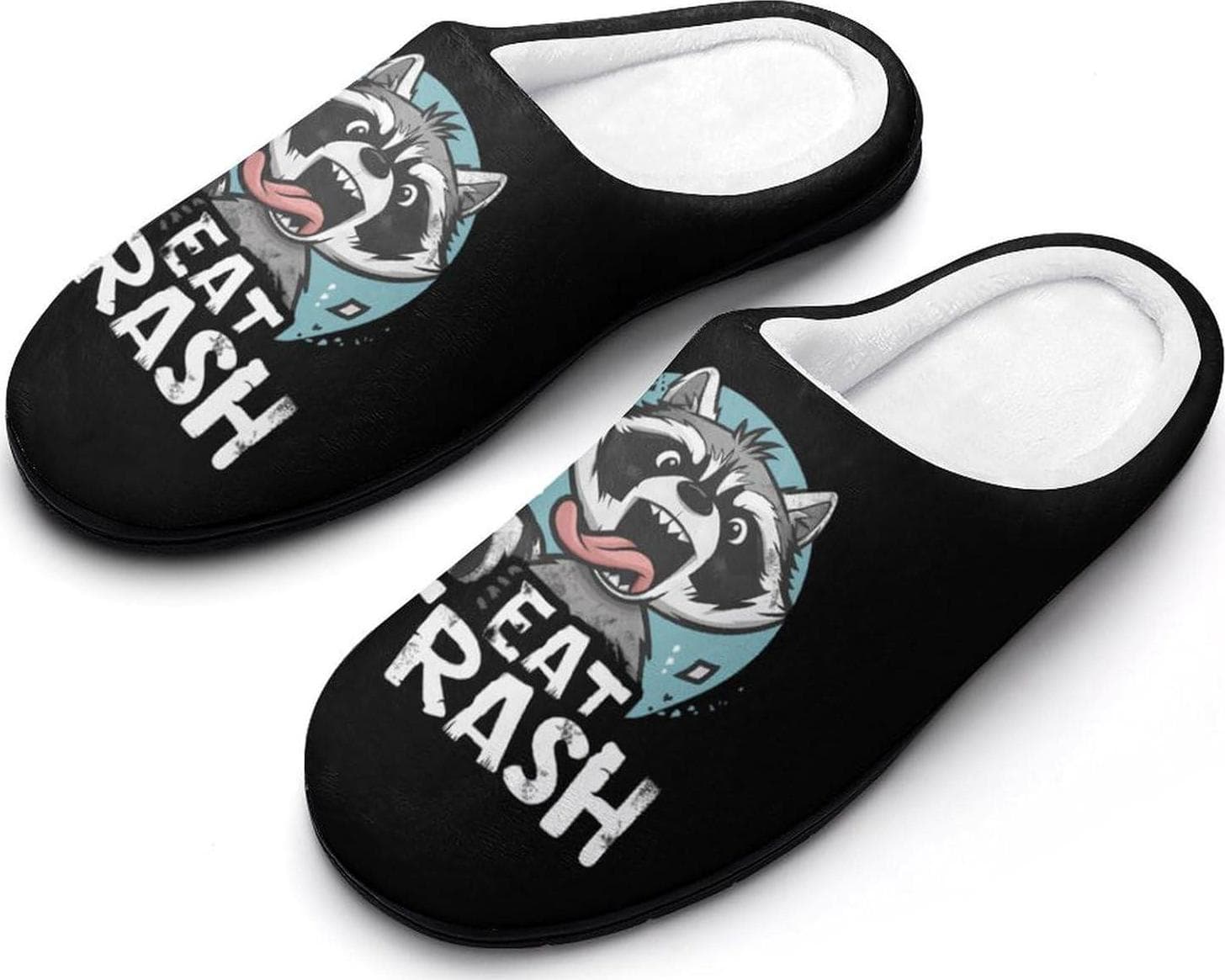 Raccoon Eat Trash Comfort Mens Cotton Slippers Winter Warm Slip-on House Shoes For Home Office Hotel