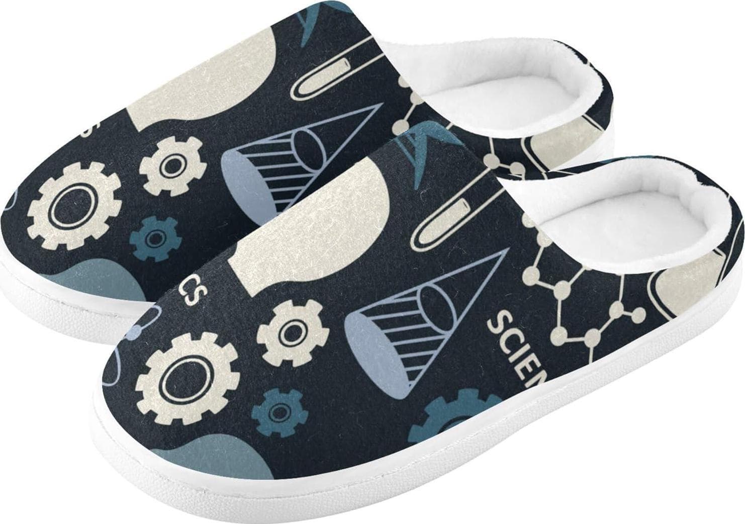 Science Collection Physical and Chemical Slippers for Women Men, Memory Foam Home Slippers Shoes for Indoor Outdoor Bedroom