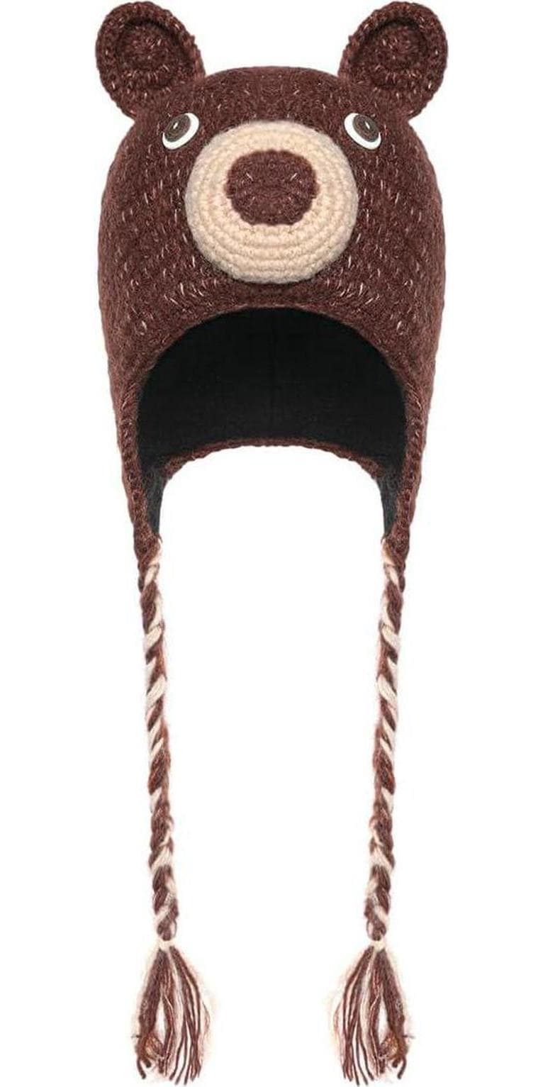 THE COLLECTION ROYAL Woolen Aand Fleece Lined Knitted Winter Animal Ear Flap Beanie Hat for Women and Men