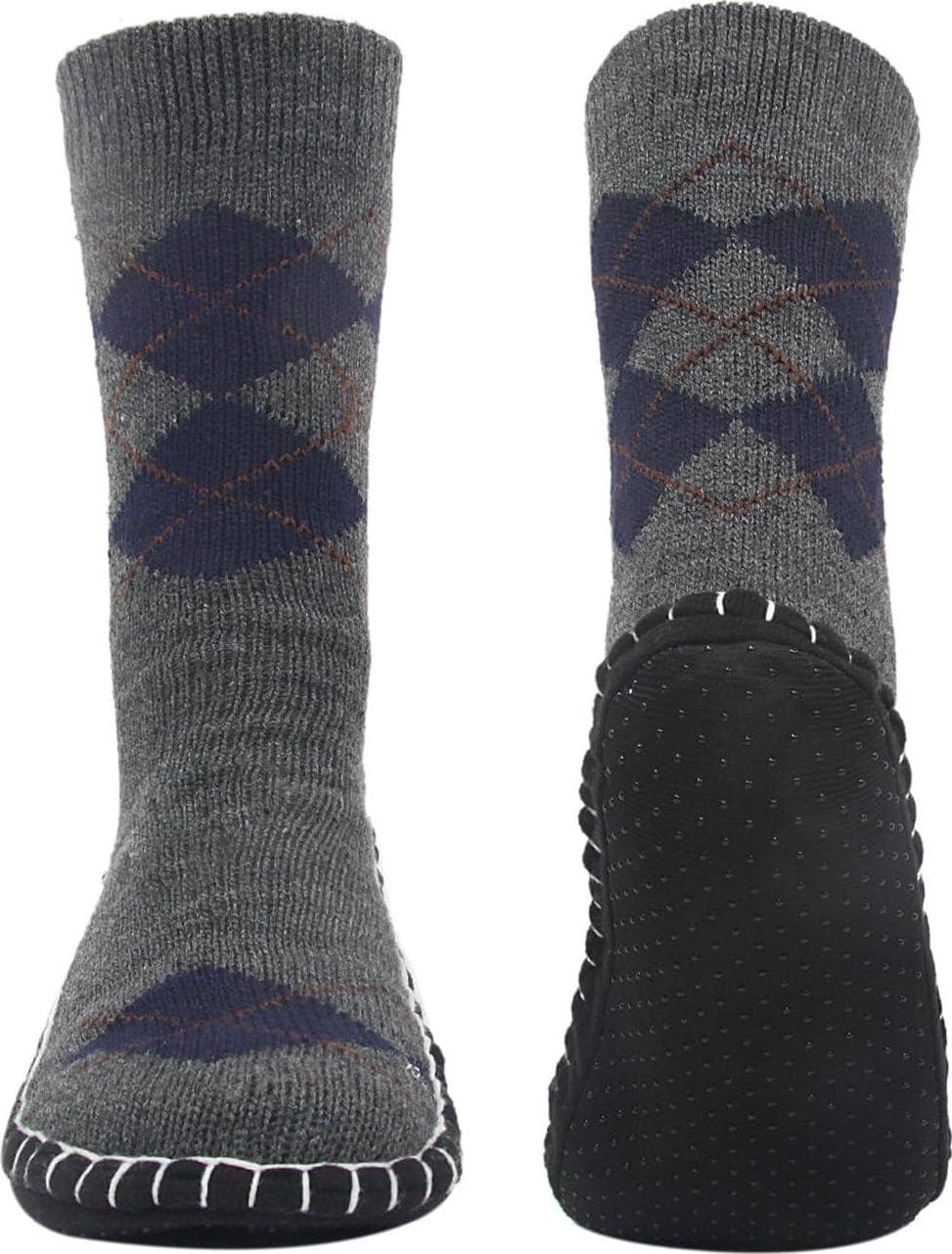 Vihir Men’s Slipper Socks With Suede Non Slip Sole -Winter Knitted Non-Skid Home Warm Floor Socks Indoor Floor Stocking House
