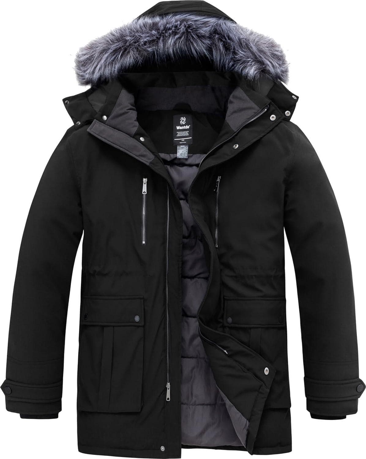 wantdo Men’s Big and Tall Winter Coat Warm Long Puffer Jacket Thicken Snow Parka Outerwear with Removable Hood