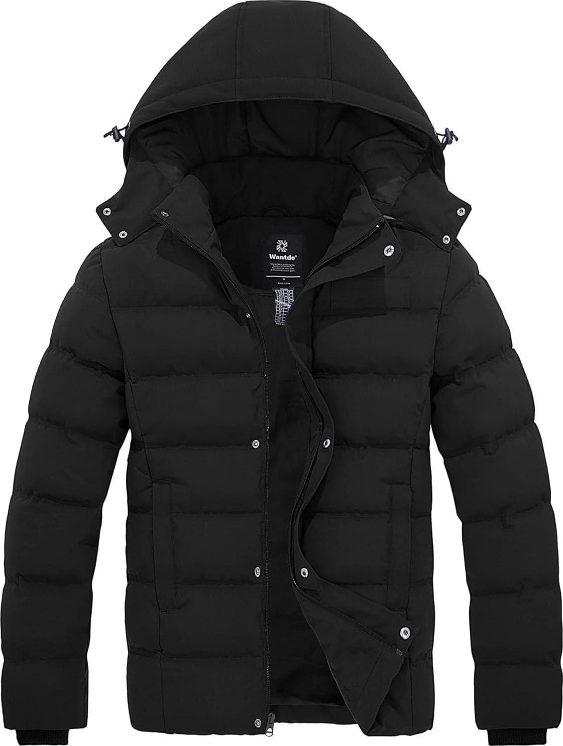 Wantdo Men’s Hooded Winter Coat Warm Puffer Jacket Thicken Cotton Coat with Removable Hood