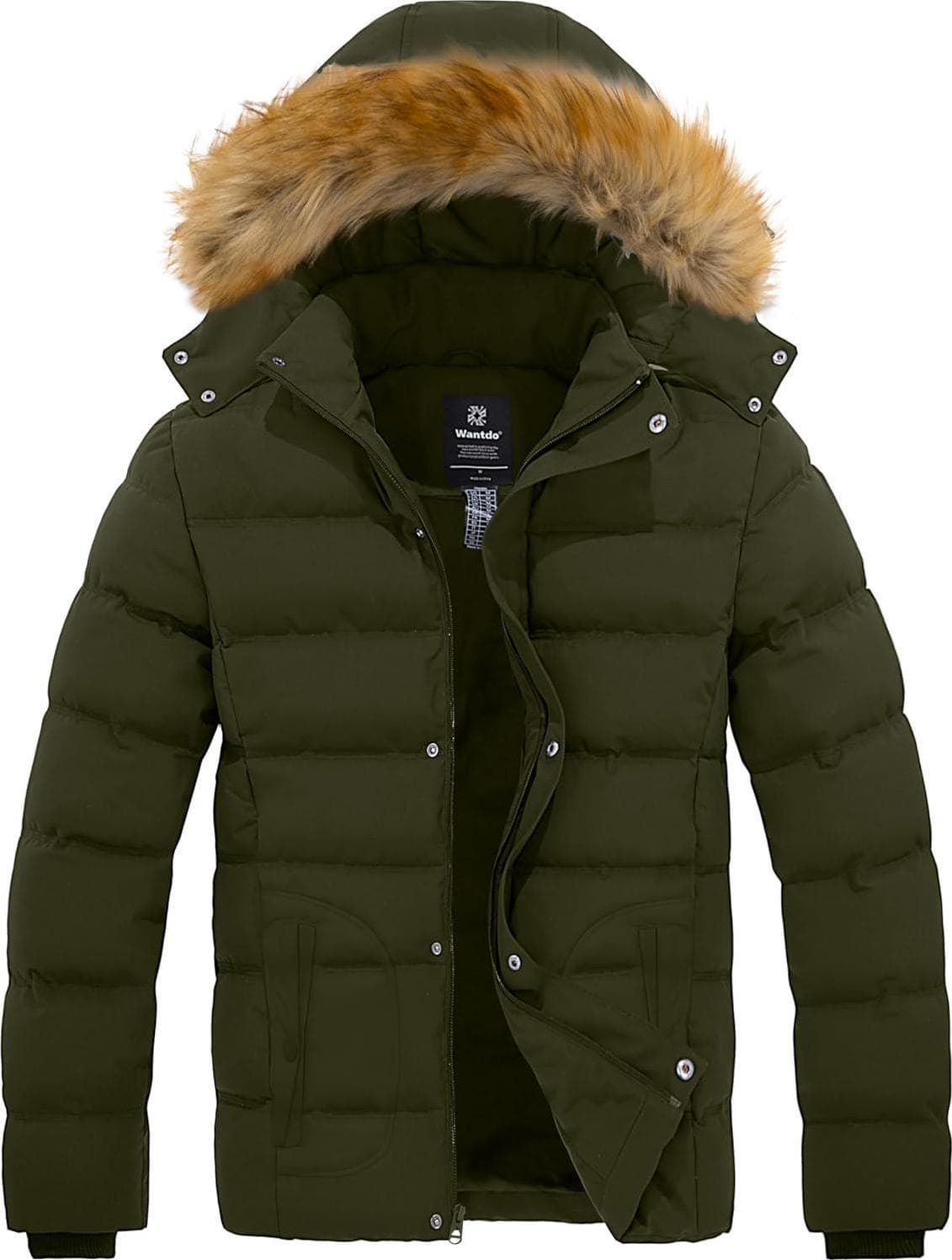 wantdo Men’s Winter Puffer Jacket Thicken Winter Coat Warm Padded Jacket with Hood