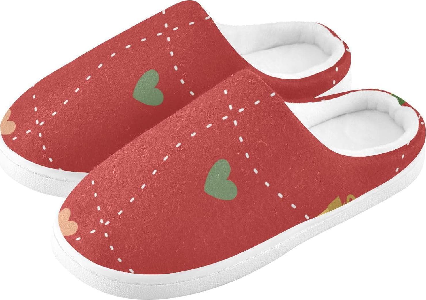 Winter Floral Colorful Christmas Men’s Women’s House Slipper with Memory Foam Fuzzy Slipper Cozy Bedroom Slipper