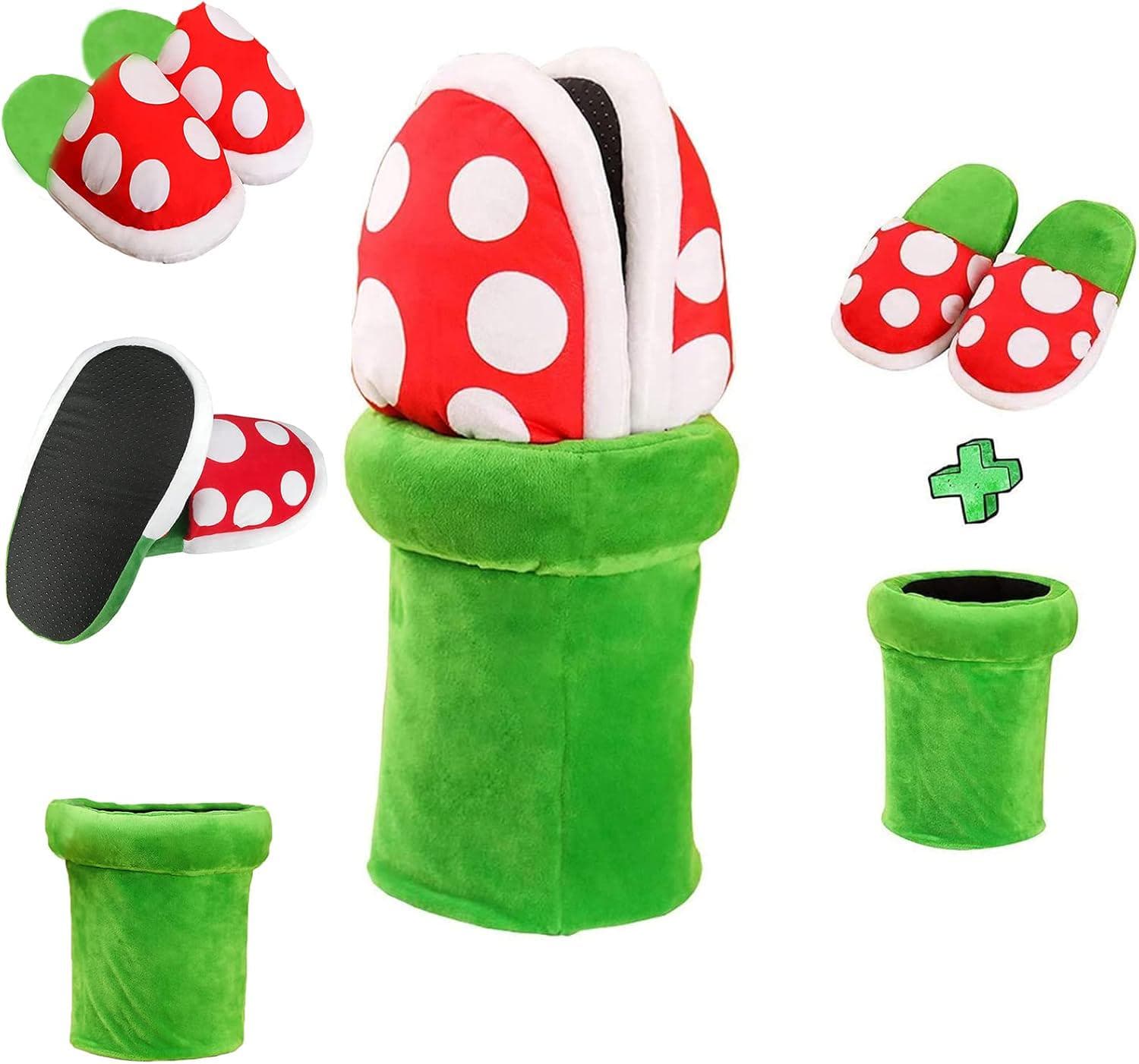 Winter Plush House Slipper Funny Cosplay Shoes Cute Cotton Shoes Cannibal Flower Home Wear Sneakers Green